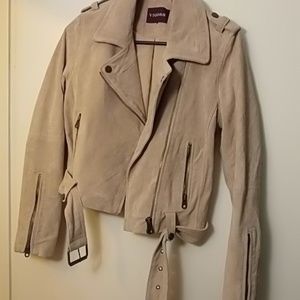beige jacket Faux leather jacket